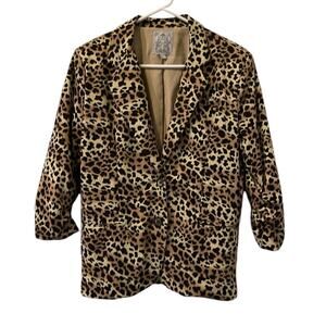 Maxim Studio 1963 Woman's Size Large Blazer Cheetah Print Lined 2 button
